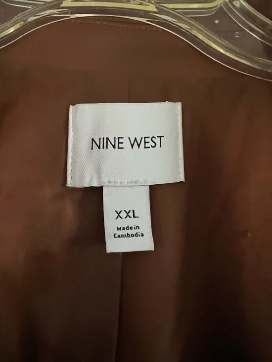 Nine West Cognac Faux Leather Asymmetrical Moto Jacket - Picture 2 of 6